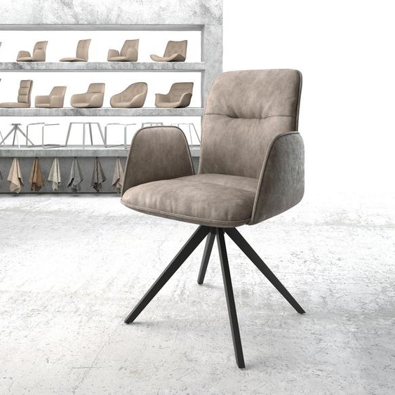 Chaise-pivotante Vinja-Flex taupe vintage cadre croisé angulaire noir pivote sur 180°, Chaises de salle à manger