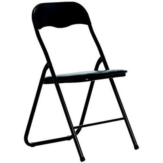 Chaise pliante Eco simili cuir noir – Pieds métal noir