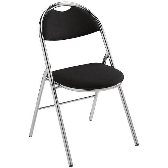 Chaise pliante Super confort - Tissu Noir - Pieds métal Chromé