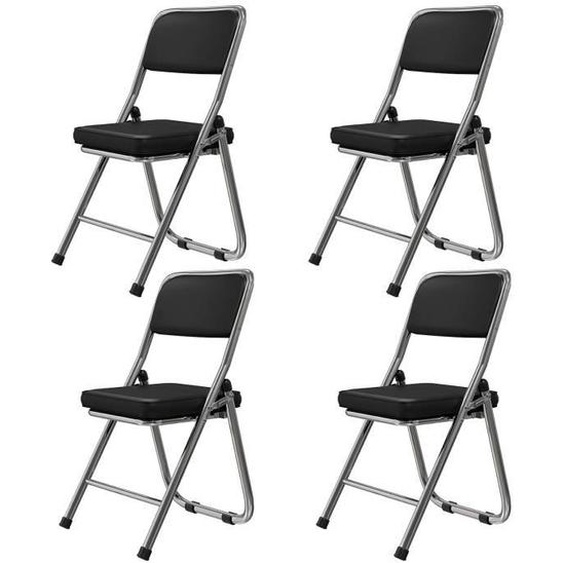 Chaise pliante - VIVOLILV - Lot de 4 - Cuir noir - 45 x 46 x 82 cm - Pour salle à manger et jardin