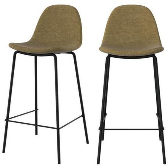 Tabourets de bar - Lot de 2 chaises pour îlot central en tissu vert kaki 65,5 cm -  Rendez-Vous Déco