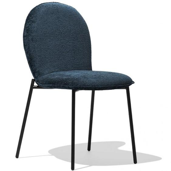Chaise rembourré  RILEY MID structure métal assise tapissé bleu océan
