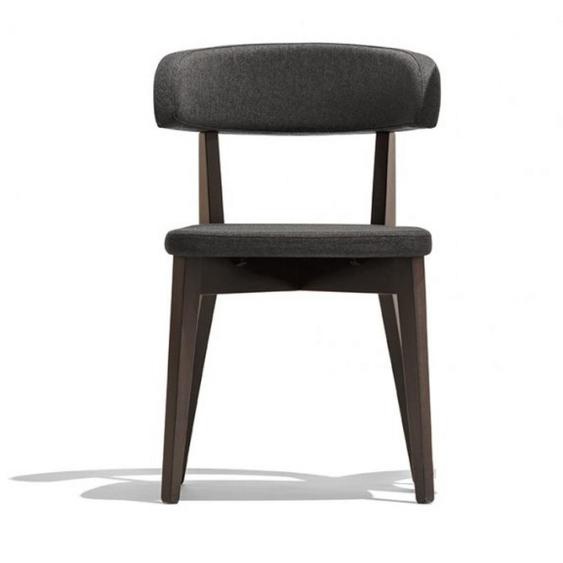 Chaise rembourré SIREN structure bois assise tapissé gris foncé