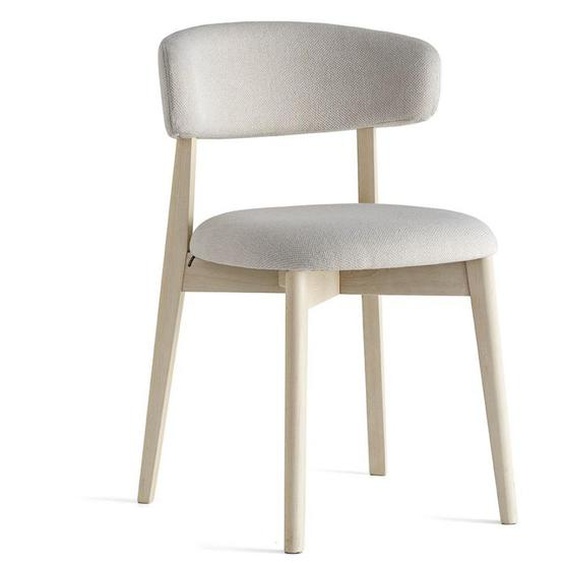Chaise rembourré TALKS structure bois assise tapissé sable