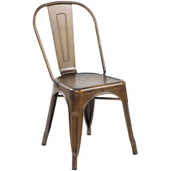 Chaise restaurant Vintage rétro en métal industriel vielli couleur Brun antique