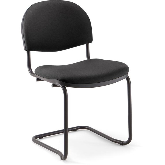 Chaise réunion et visiteur - Prima - Tissu Noir- Piètement luge noir