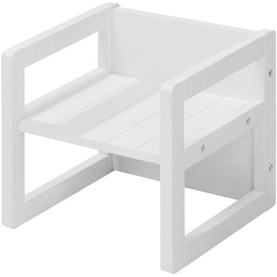 Chaise Réversible En Bois - Tabouret Évolutif 3 En 1 Blanc