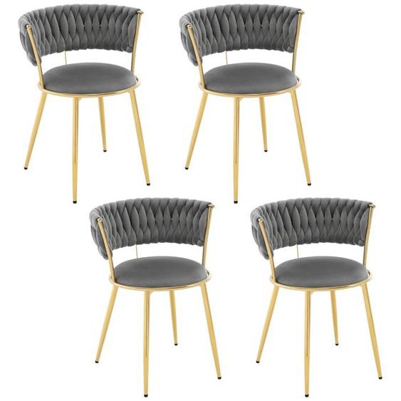 Chaise Salle à Manger WOLTU - Lot de 4 - Chaise Moderne Velours - Dossier chic - Gris foncé W0ATT0714-4
