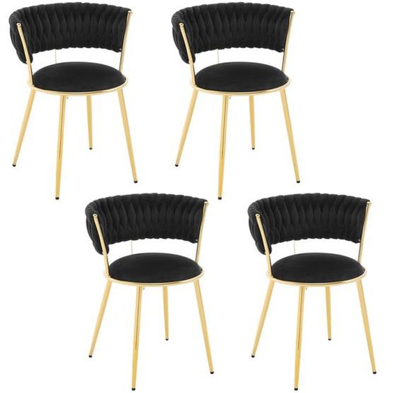 Chaise Salle à Manger WOLTU - Lot de 4 - Chaise Moderne Velours - Dossier chic - Noir W0ATT0713-4
