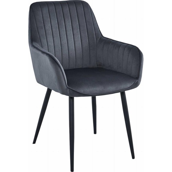 Chaise SOLDEN - velours gris foncé / pieds noirs x 1