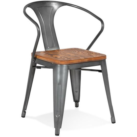 Chaise style industriel METROPOLIS en métal gris foncé