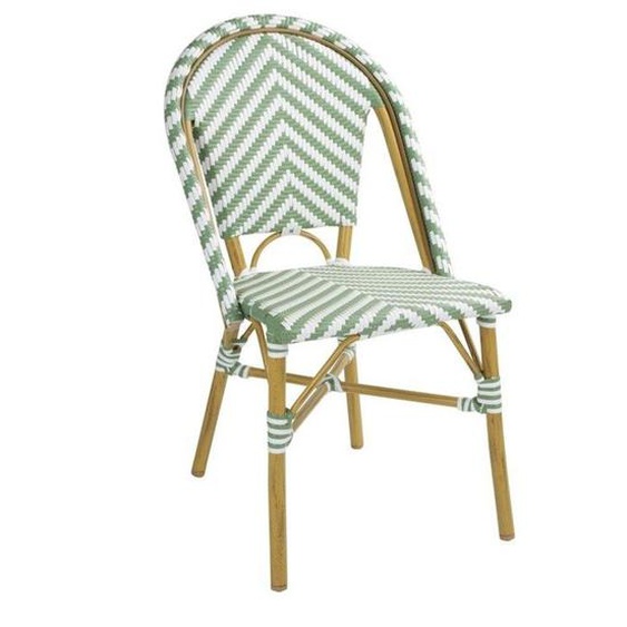 Chaise Style Parisien en rotin - Lot de 2 - Bolero - Vert Clair - l564- L1- P1- h890- Aluminium/rotin