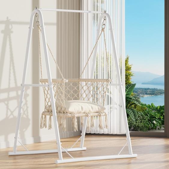 Chaise suspendue avec cadre en acier et coussin - Capacité de 150 kg