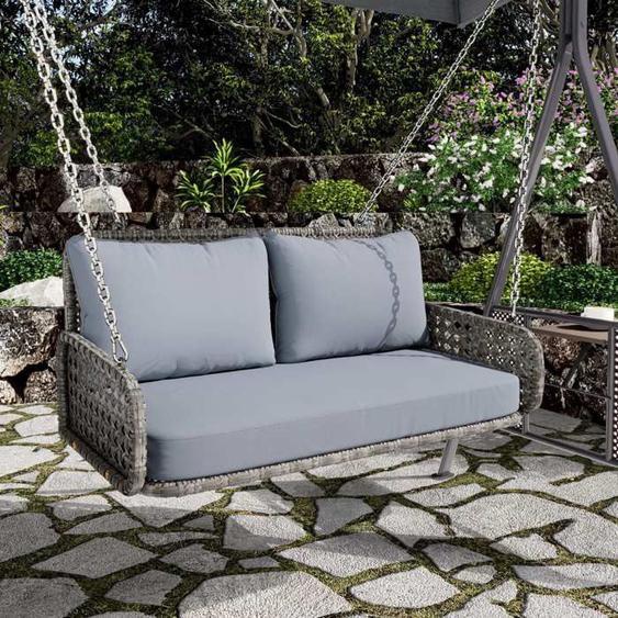 Chaise suspendue hamac 2 places balançoire suspendue de jardin extérieur avec coussins et 2 chaînes (240 cm/pièce) - Gris