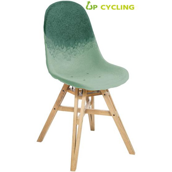 Chaise upcyclée Ida coque plastique Rivière et Galet - 4 pieds bois Chêne massif