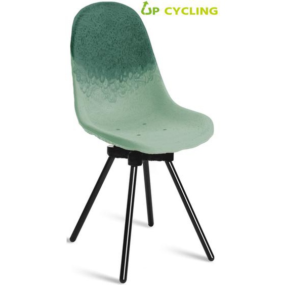 Chaise upcyclée Ida coque plastique Rivière et Galet - 4 pieds métal Noir