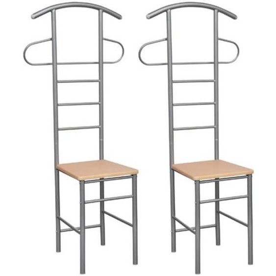 Chaise valet de nuit design unique - PWSHYMI - Bois et métal - Brun clair - Lot de 2