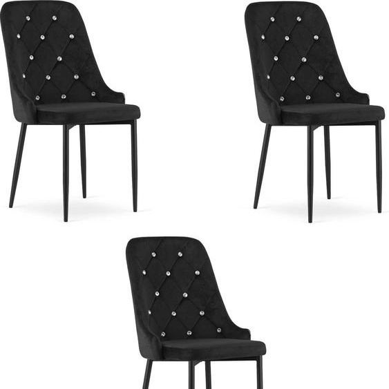 Chaise Valora AMORE - Noire (lot de 3) | Chaises de salle à manger modernes pour intérieurs élégants