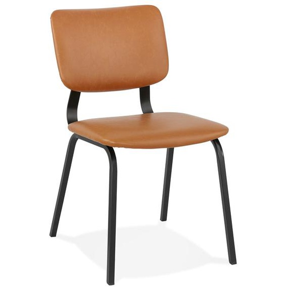 Chaise vintage MELODY brune avec structure en métal noir