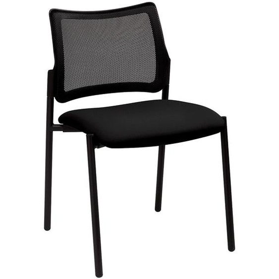 Chaise visiteur Bilbao Maille Filet & Tissu Noir – Pieds métal