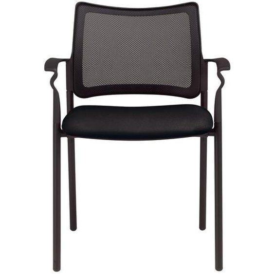 Chaise visiteur Bilbao Maille & Tissu Noir – Accoudoirs Pieds métal