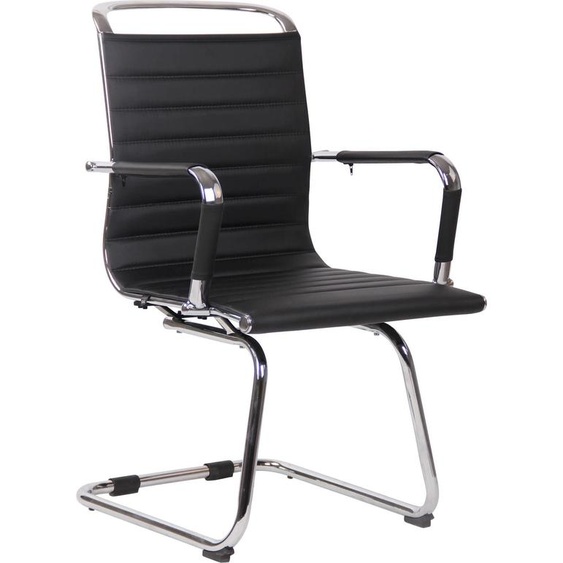 Chaise visiteur CLP Balve avec structure en métal aspect chrome,noir similicuir