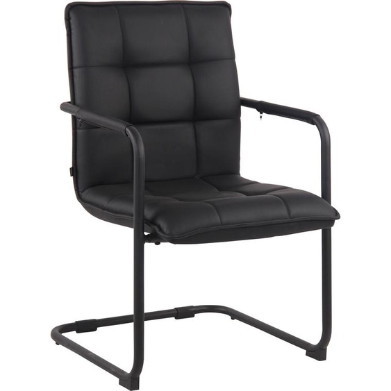 Chaise visiteur CLP Gandia similicuir avec accoudoirs,noir noir