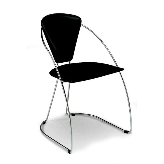 Chaise visiteur Laura - Cuir aggloméré - Noir