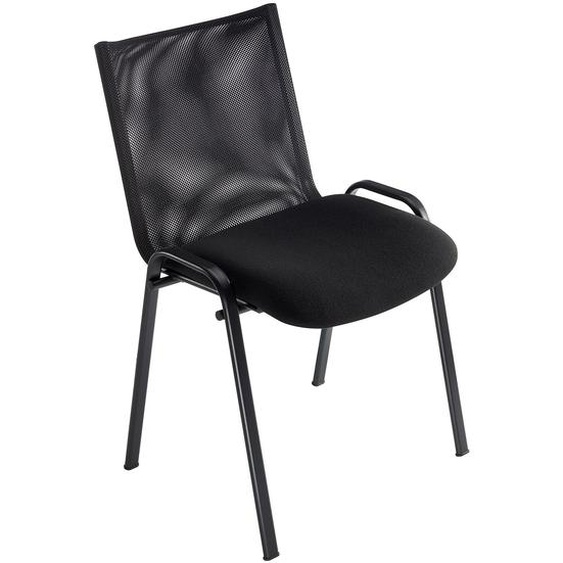 Chaise visiteur Melika - Maille filet - Noir - Pieds métal