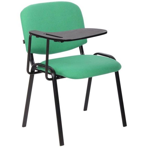 Chaise visiteur zone d attente avec une petite table rabattable en tissu vert pietement a 4 pieds en metal 10_0002770