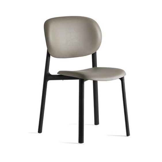 Chaise ZERO pieds noirs assise plastique grège