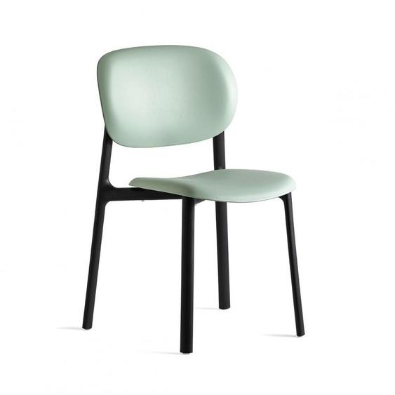 Chaise ZERO pieds noirs assise plastique vert thym