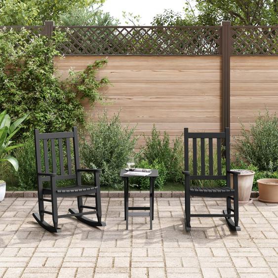 Chaises à bascule enfants lot de 2 noir bois de peuplier massif