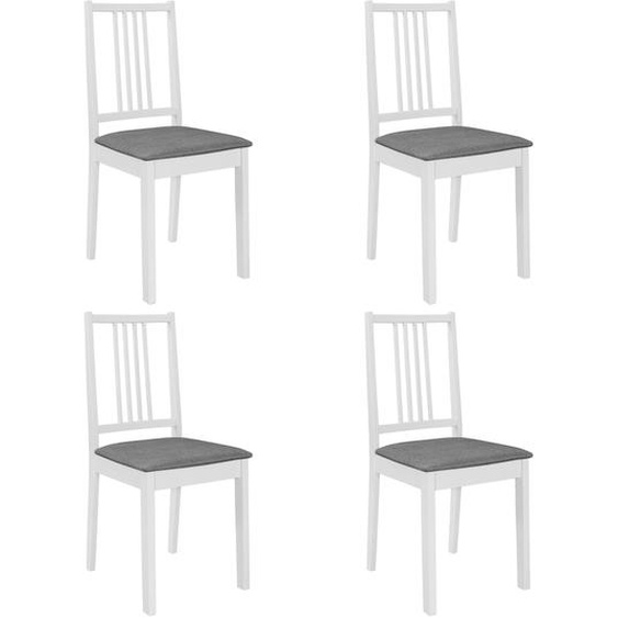 Chaises à manger avec coussins lot de 4 blanc bois solide