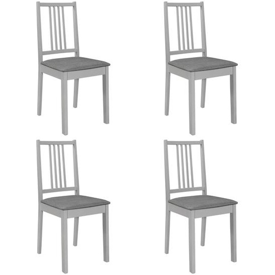 Chaises à manger avec coussins lot de 4 gris bois solide