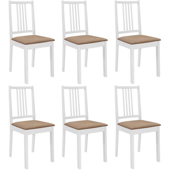 Chaises à manger avec coussins lot de 6 blanc bois solide