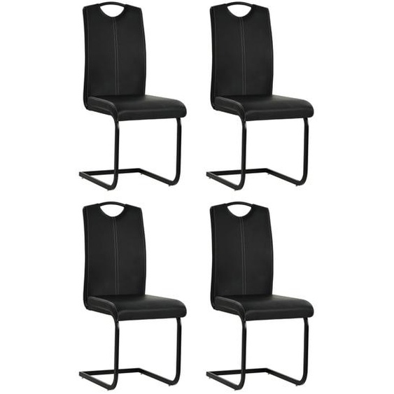 Chaises à manger cantilever lot de 4 noir similicuir