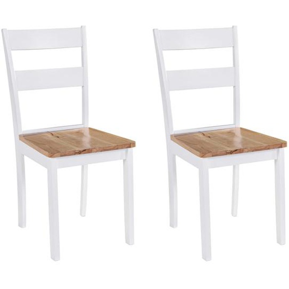 Chaises à manger lot de 2 blanc bois dhévéa massif