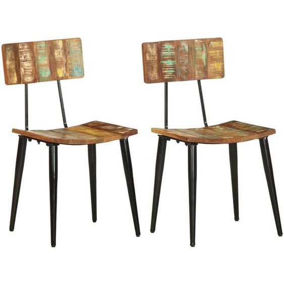 Chaises à manger lot de 2 bois de récupération solide