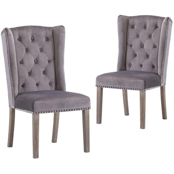 Chaises à manger lot de 2 gris velours