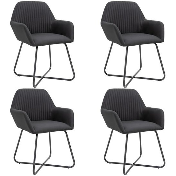 Chaises à manger lot de 4 noir tissu