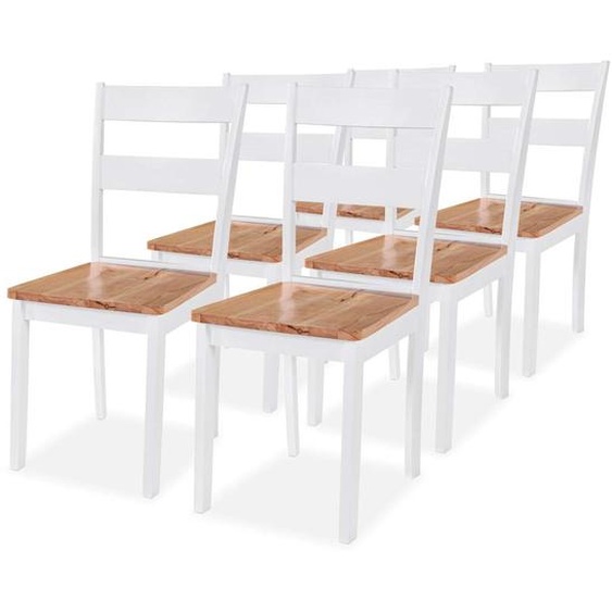 Chaises à manger lot de 6 blanc bois dhévéa massif