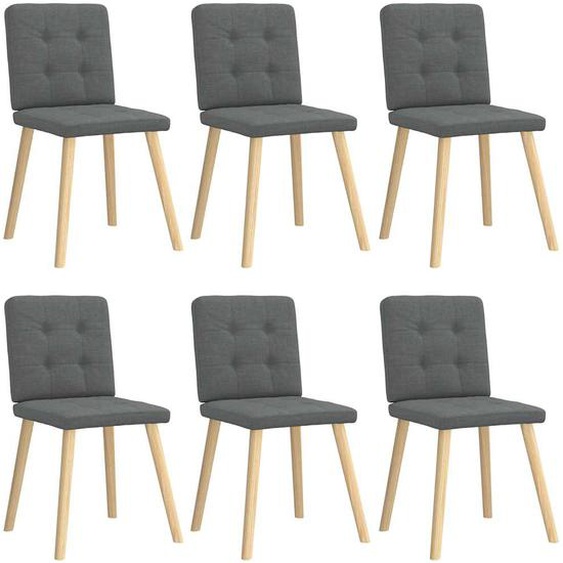 Chaises à manger lot de 6 gris foncé tissu