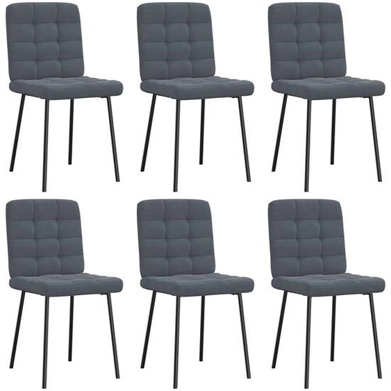 Chaises à manger lot de 6 gris foncé velours