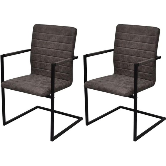 Chaises cantilever pratiques 2 pcs. Marron similicuir |Chaises de salle à manger 3218354