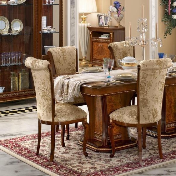 Chaises Cuisine 6x Chaise Set Textile Rembourrage Siège Bois Salle à manger Garniture
