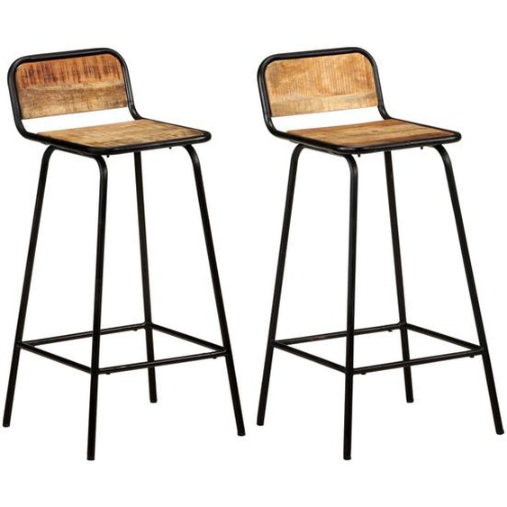 Chaises de bar lot de 2 bois de manguier solide