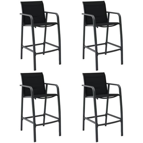 Chaises de bar de jardin lot de 4 Noir Textilène