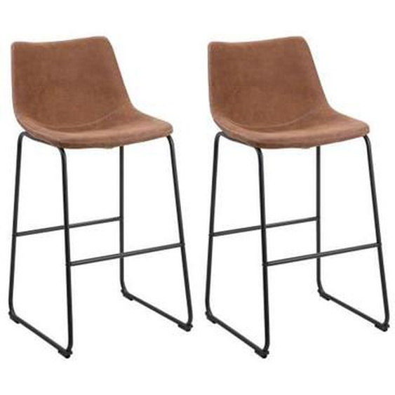 Chaises de bar en tissu marron - Beliani - Franks - Style scandinave et moderne - Pieds trapézoïdaux