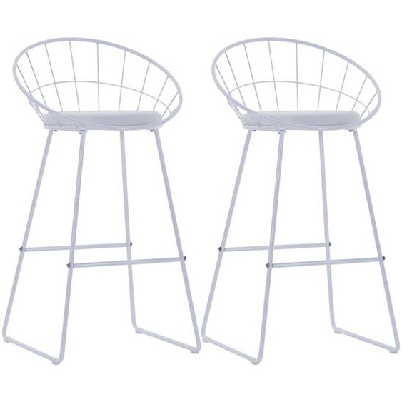 Chaises de bar lot de 2 blanc similicuir